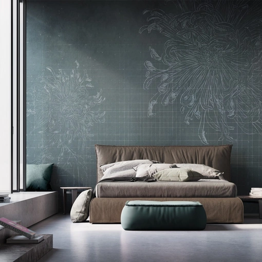 Carta da parati con disegni floreali Aona di Instabilelab