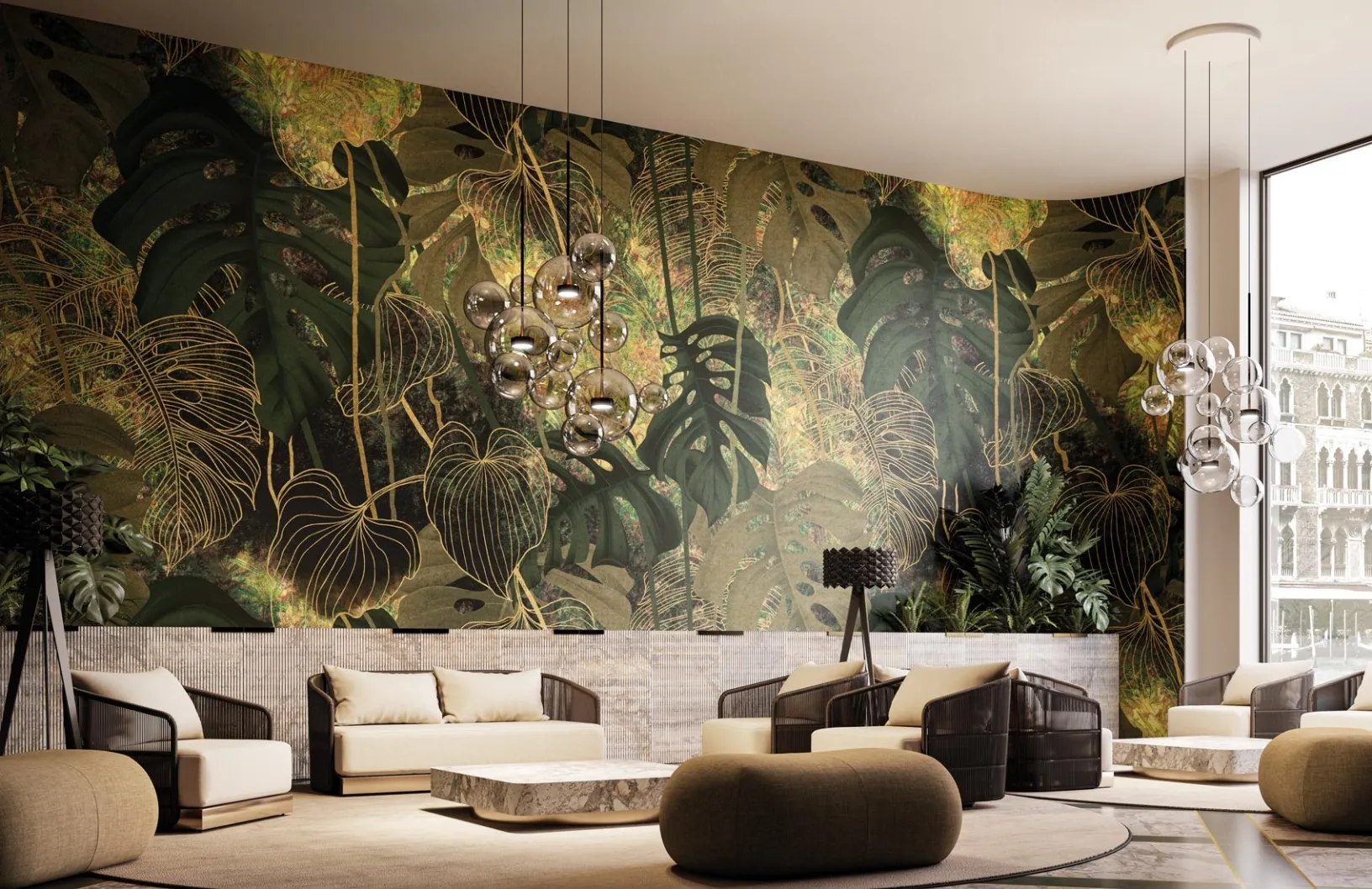 Carta da parati Golden Leaf di Instabilelab