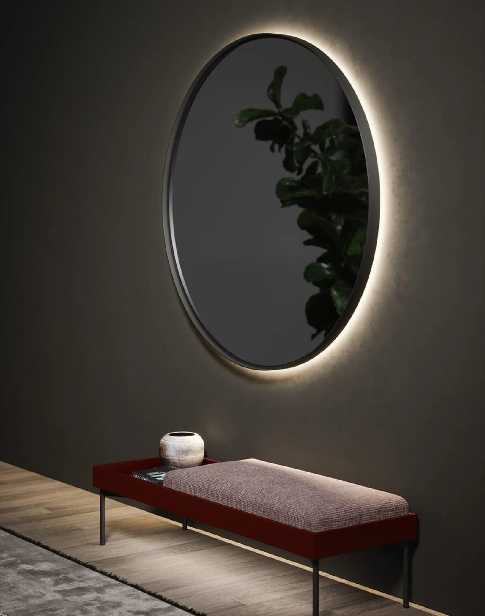 Specchio Astrid con cornice in laccato ossidato retroilluminata di Novamobili
