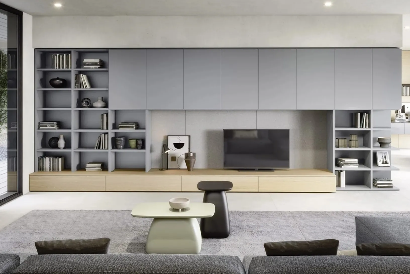 Tavolino di design Cliff in poliuretano laccato opaco di Novamobili