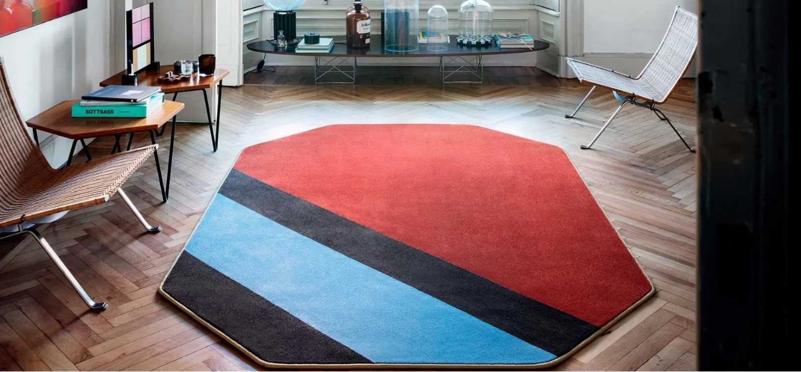 Tappeto geometrico Ducale ispirato ai gemelli da polso di Besana Moquette