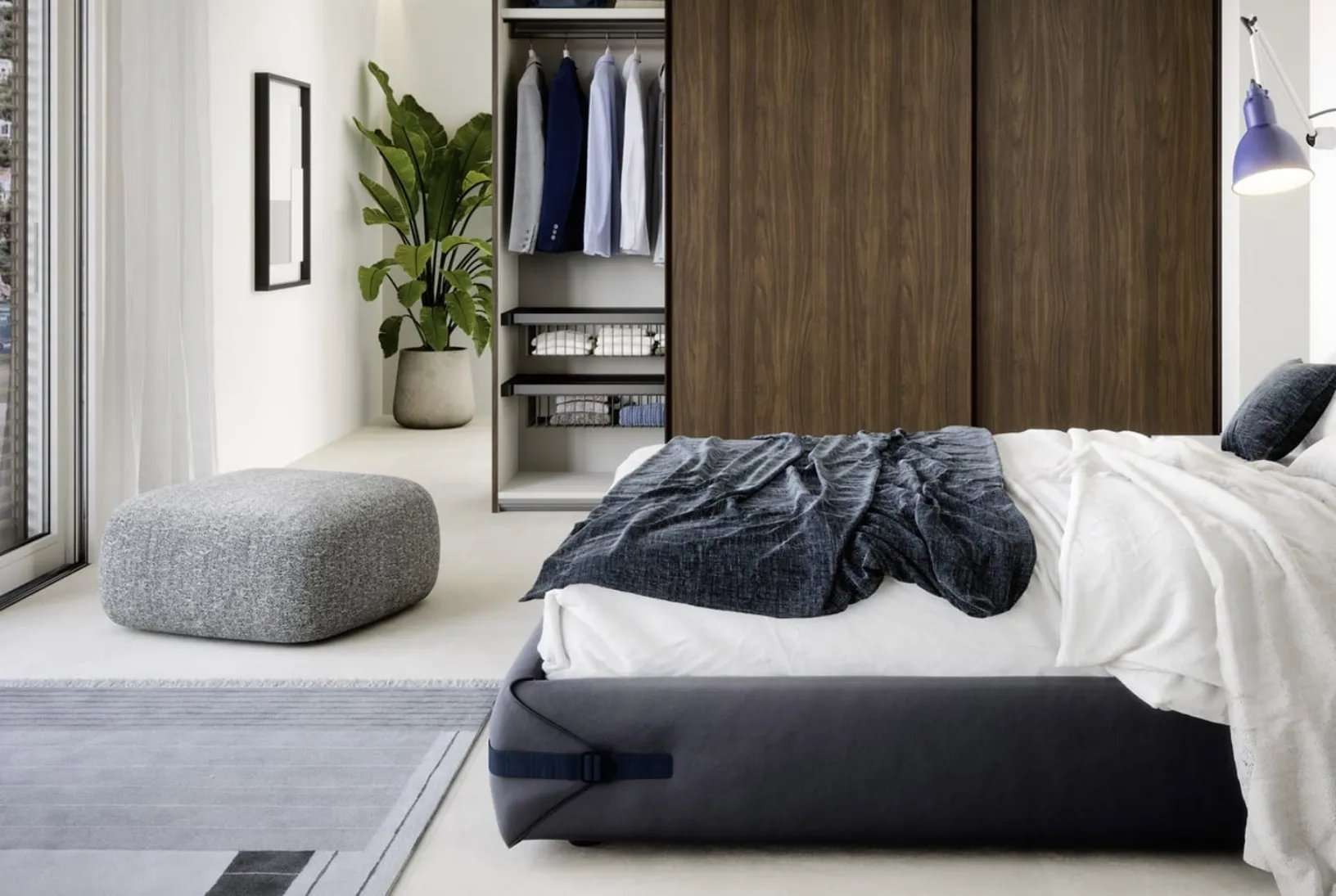 Pouf in tessuto con angoli stondati Blossom di Novamobili