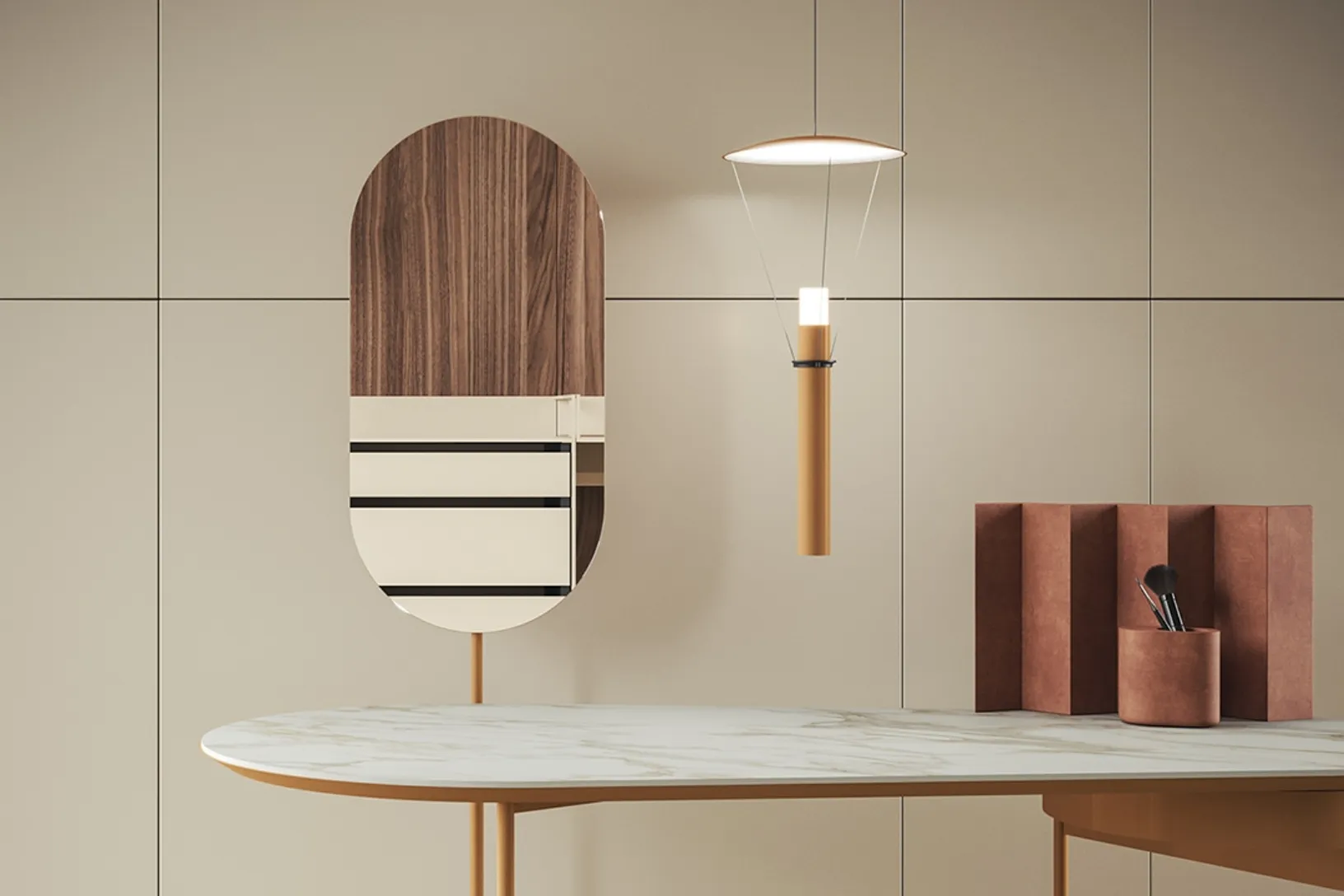 Lampada LED ricaricabile a sospensione in metallo Go Luce di Ronda Design
