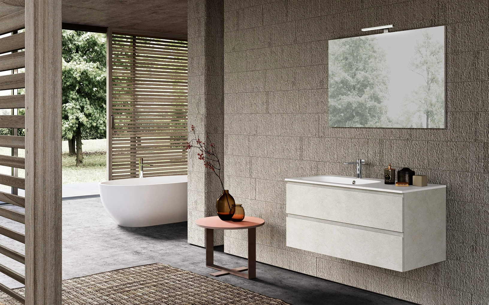 Mobile da Bagno sospeso Block System Slim C39 di Baxar