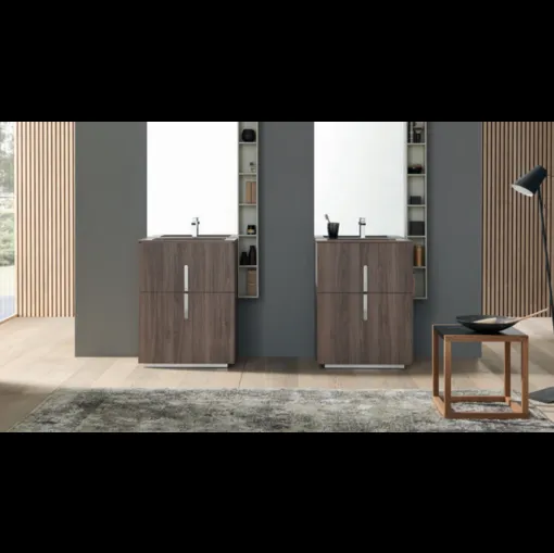 Mobile Bagno da appoggio M System C001 in HPL Unicolor Noce Savoia di Baxar