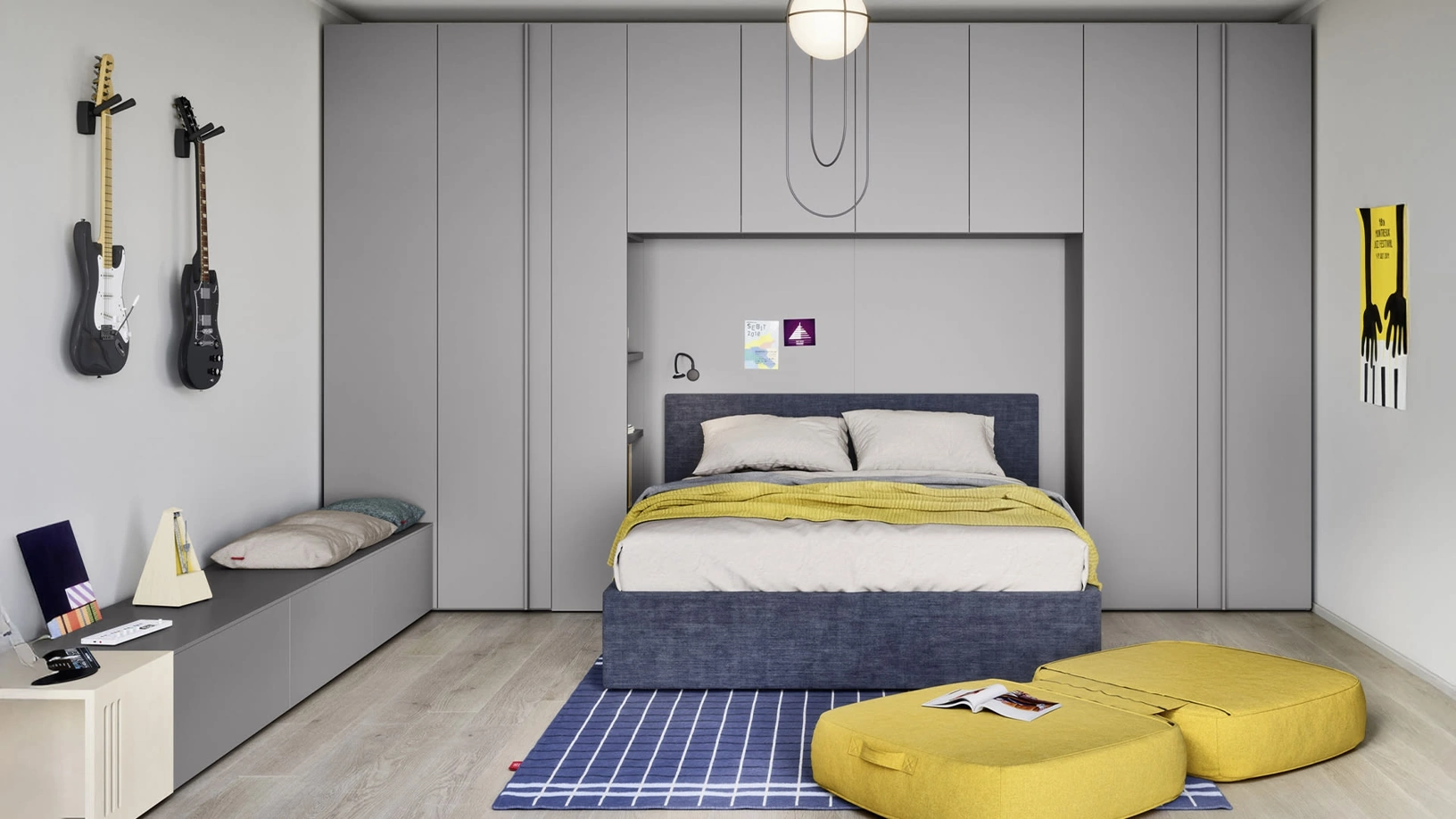 Cameretta a ponte con letto matrimoniale Arial di Nidi