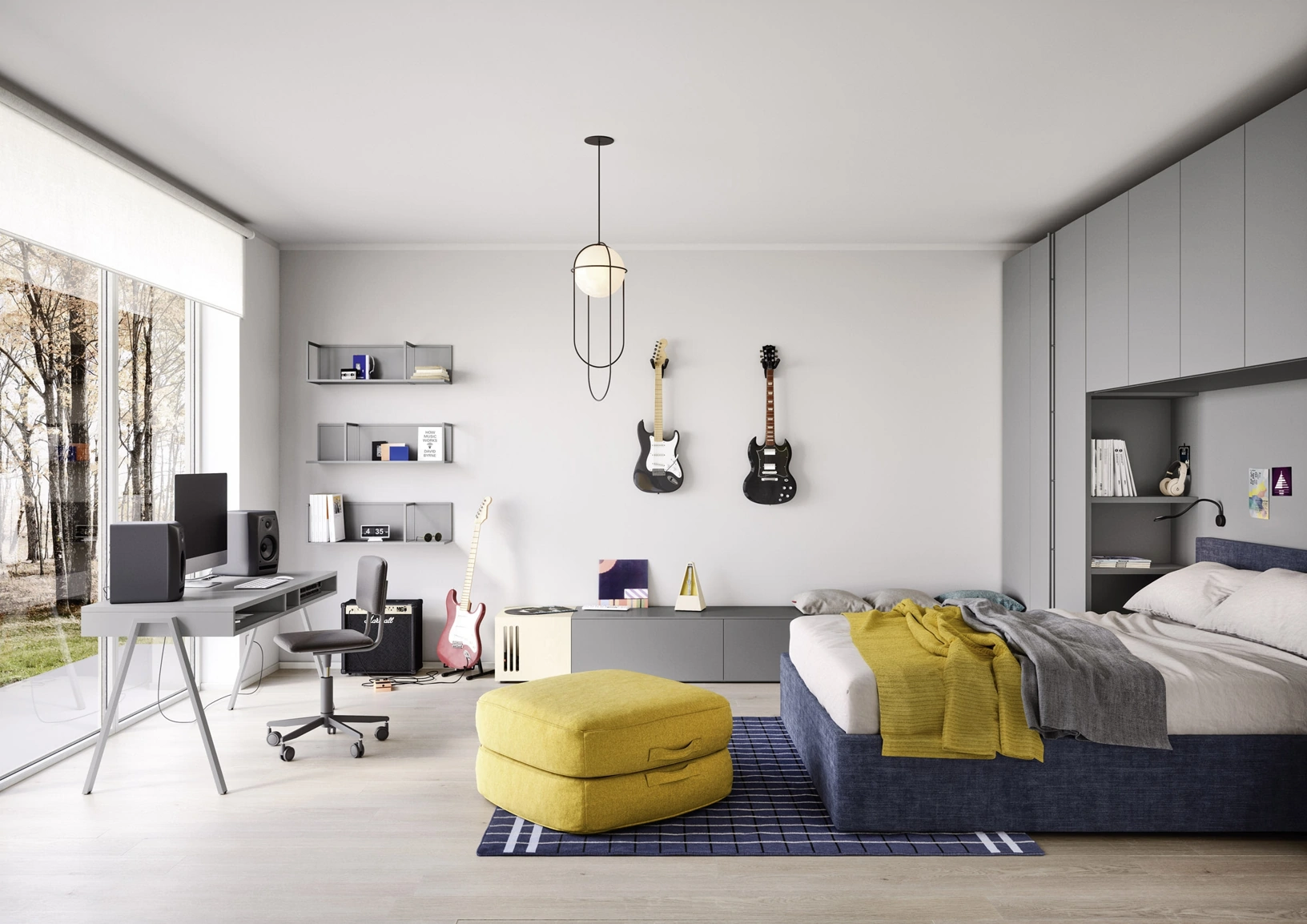 Cameretta a ponte con letto matrimoniale Arial di Nidi