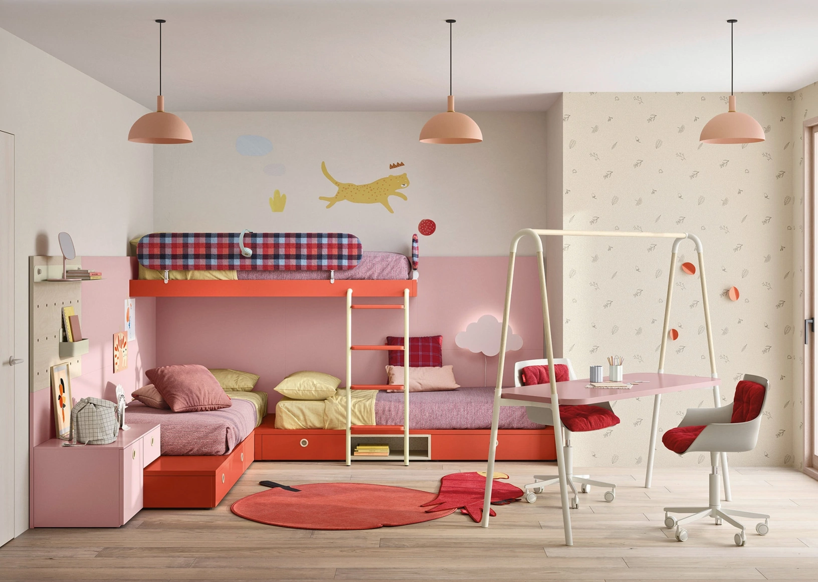 Cameretta con letti a castello Dots di Nidi