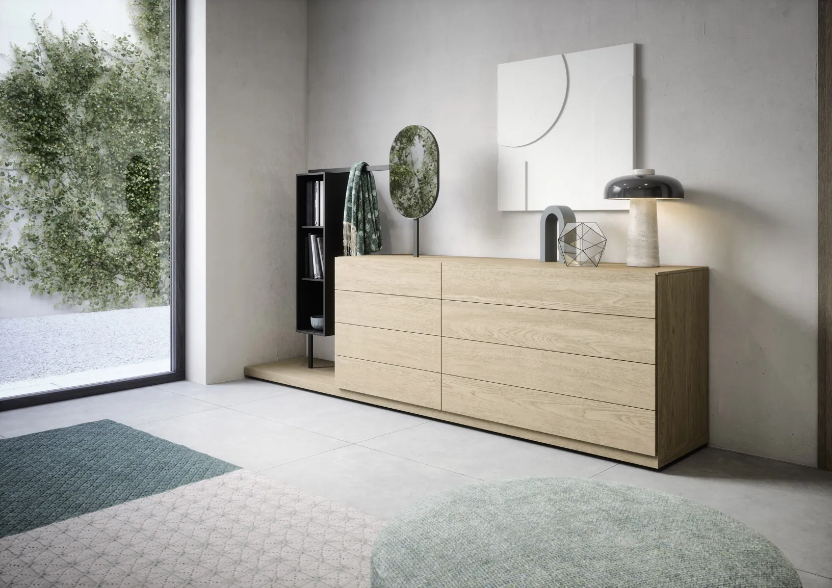 Comò Easy System in legno di Rovere impiallacciato di Novamobili