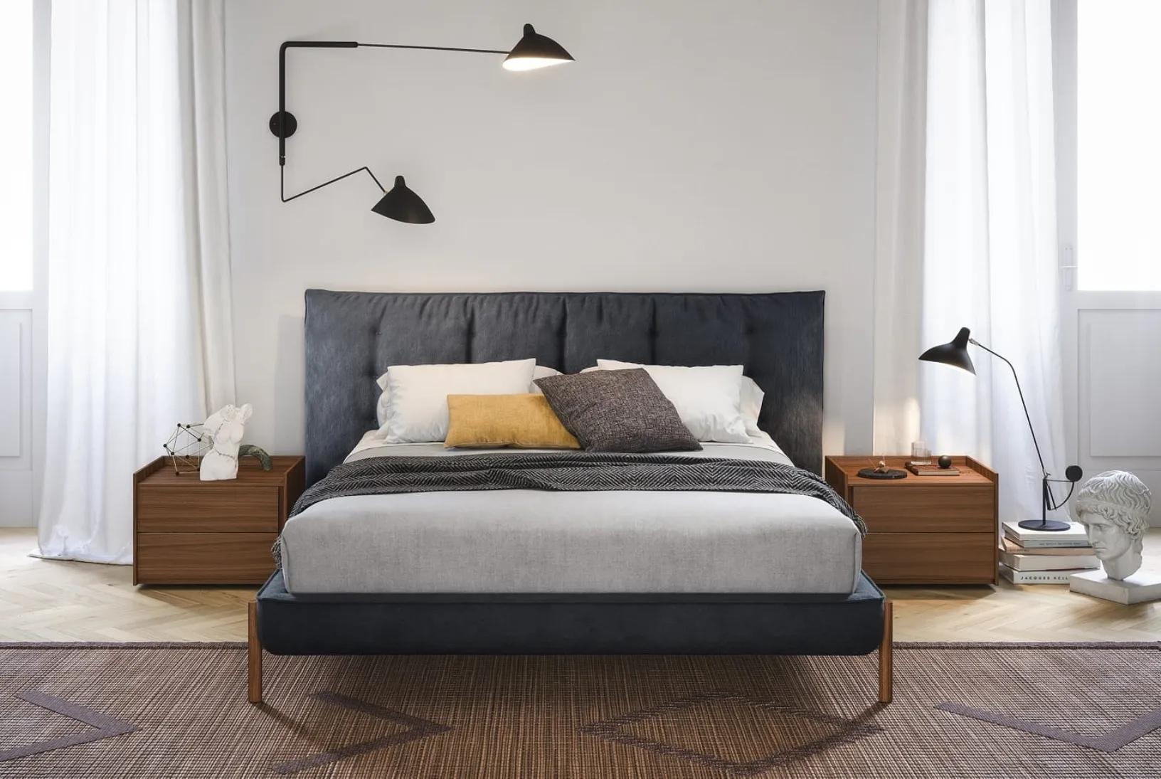 Comodino Sly in legno noce canaletto di Novamobili