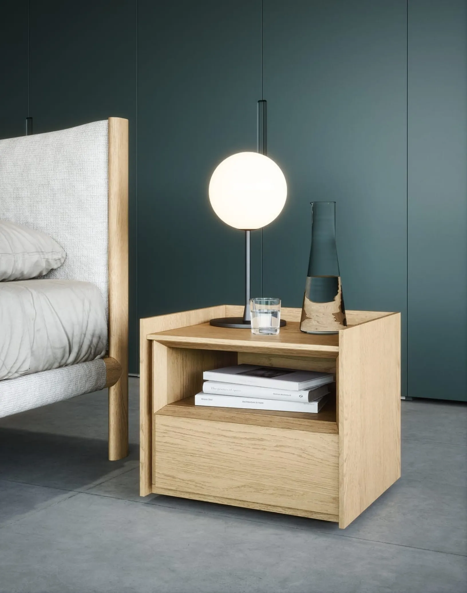 Comodino in legno rovere Sly di Novamobili