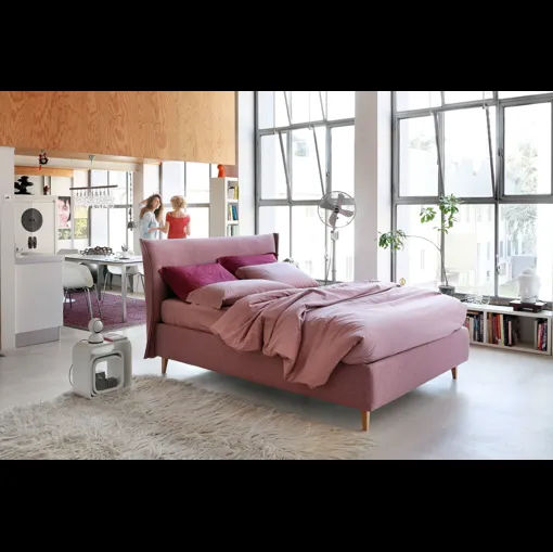 Letto moderno, in tessuto imbottito, con testiera Osaka di Noctis