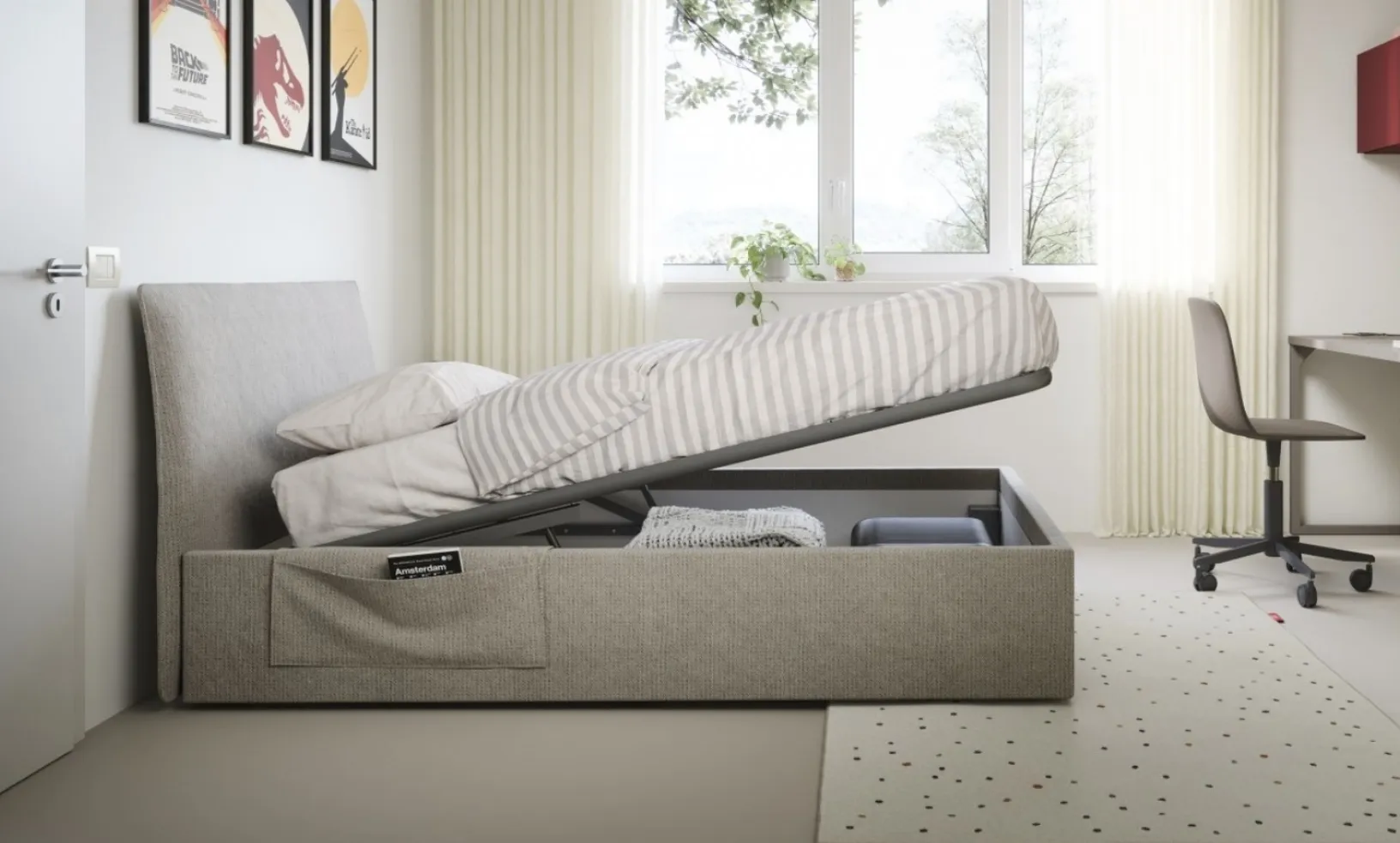 Letto singolo Flare con box contenitore di Nidi