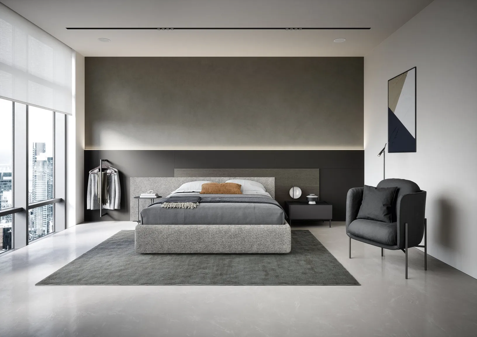 Letto Testiera Time con contenitore di Novamobili