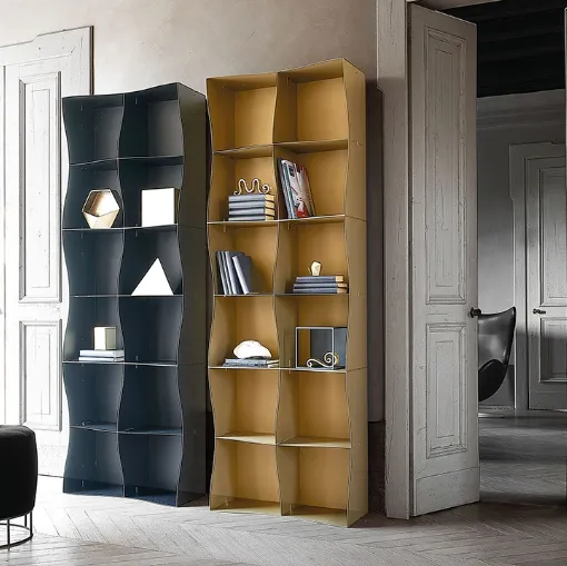 Libreria Iron Ic in metallo verniciato Grafite e Ottone di Ronda Design