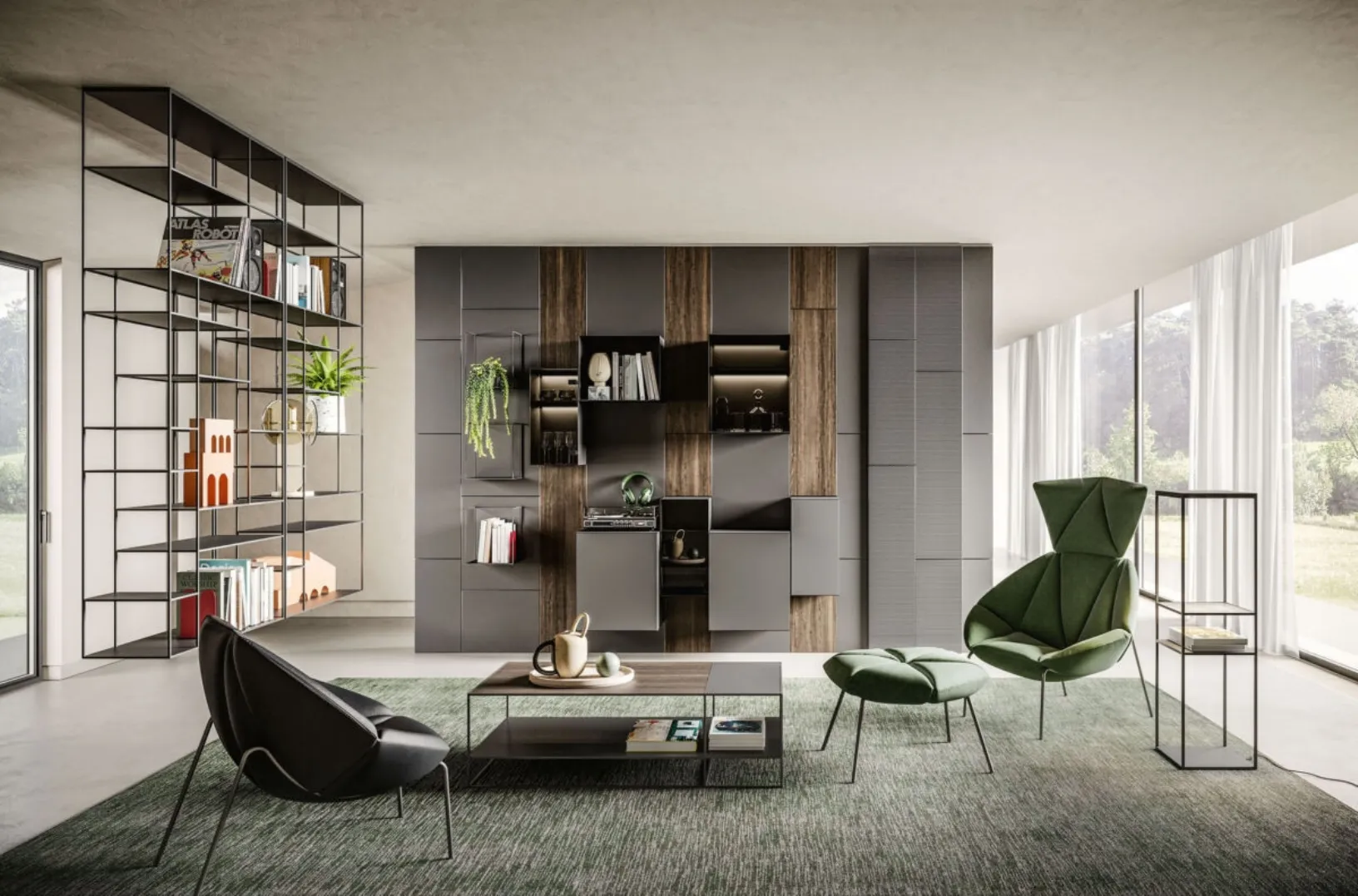 Libreria sospesa Levia Air di Ronda Design