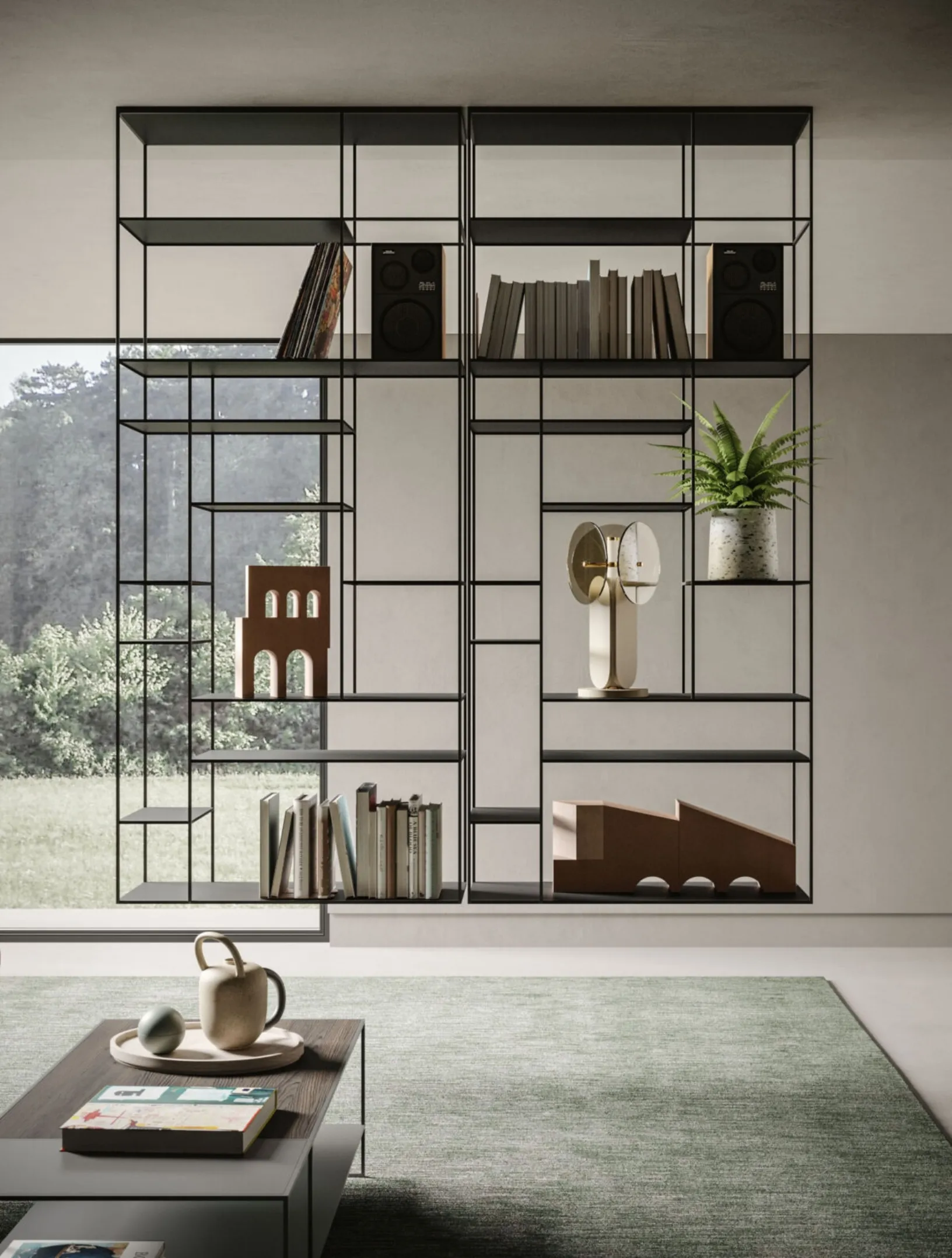 Libreria sospesa Levia Air di Ronda Design