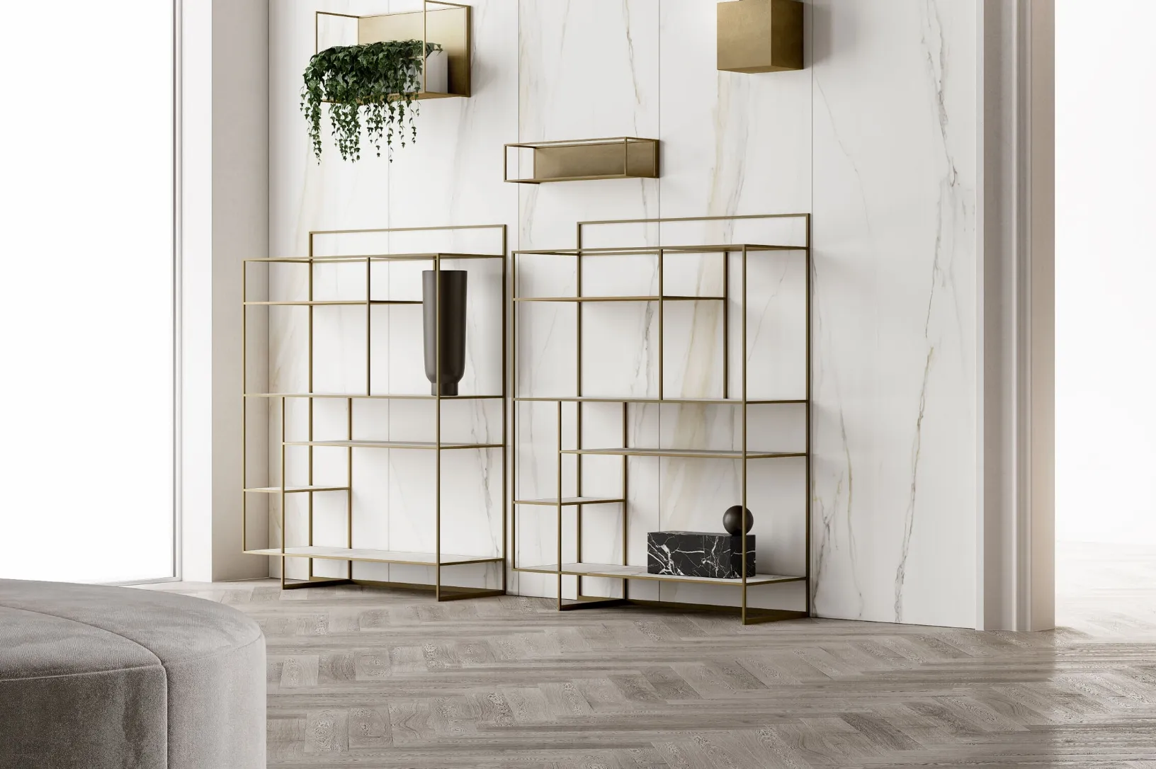 Libreria in metallo con ripiani in ceramica Levia Small di Ronda Design