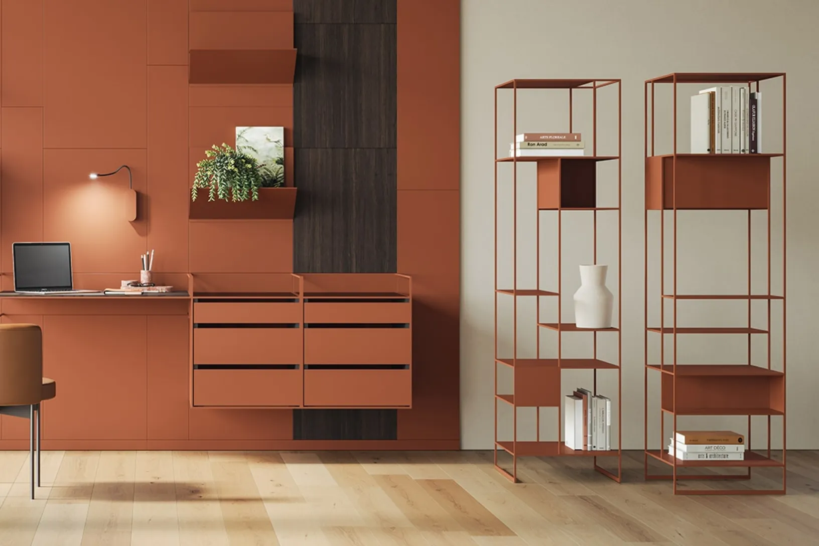 Libreria freestanding Levia Stand in metallo verniciato di Ronda Design