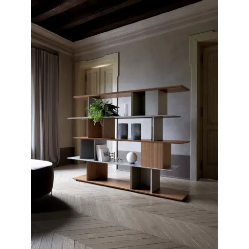 Libreria divisoria componibile magnetica in legno e metallo verniciato Libera 45 di Ronda Design