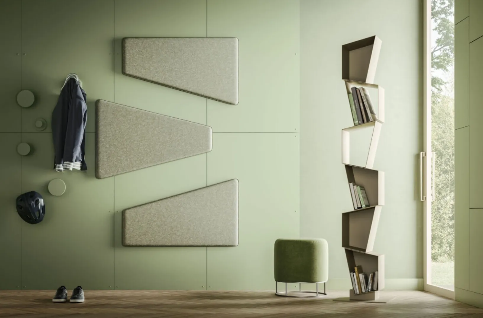 Libreria componibile Su formata da poligoni irregolari in metallo di Ronda Design