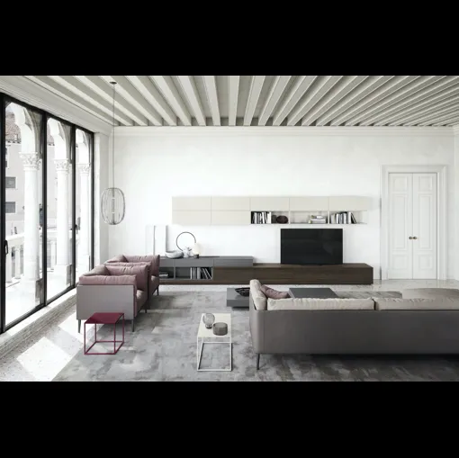 Parete Attrezzata Box 18 Rays in legno e laccato opaco di Novamobili