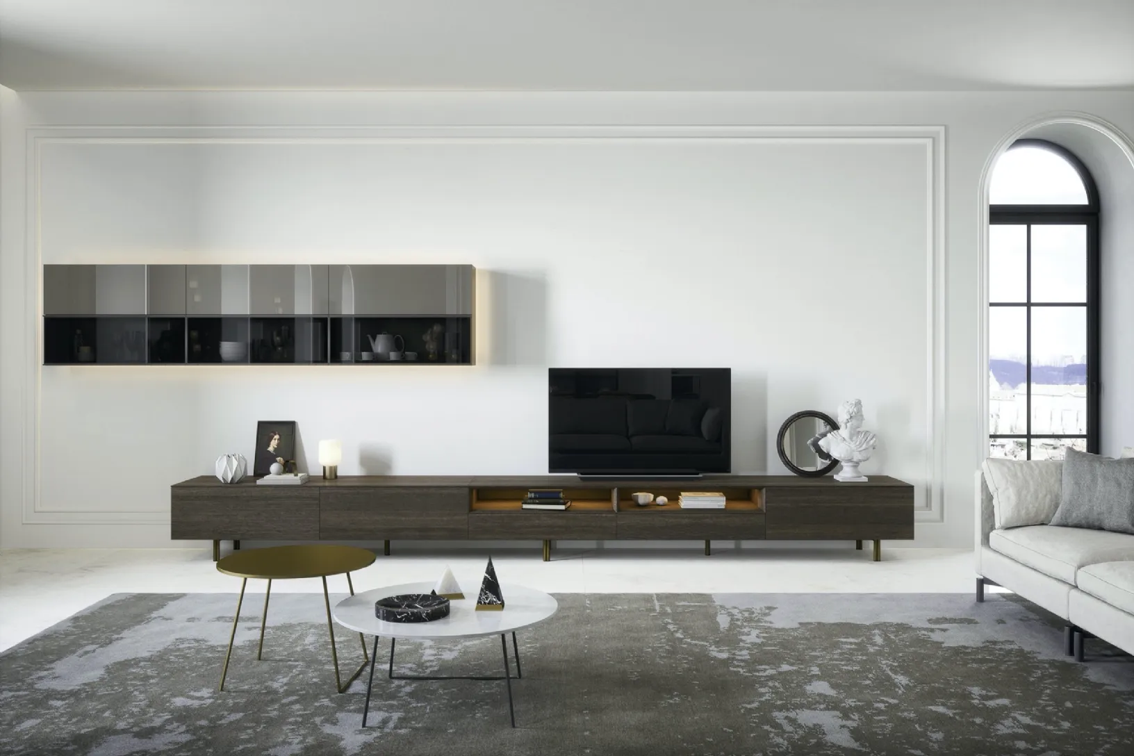 Parete Attrezzata Box 18 Rovere Terra e vetro di Novamobili