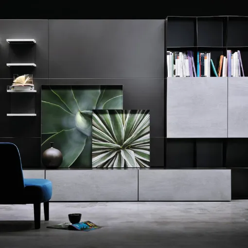 Parete Attrezzata Iron in legno e metallo di Ronda Design