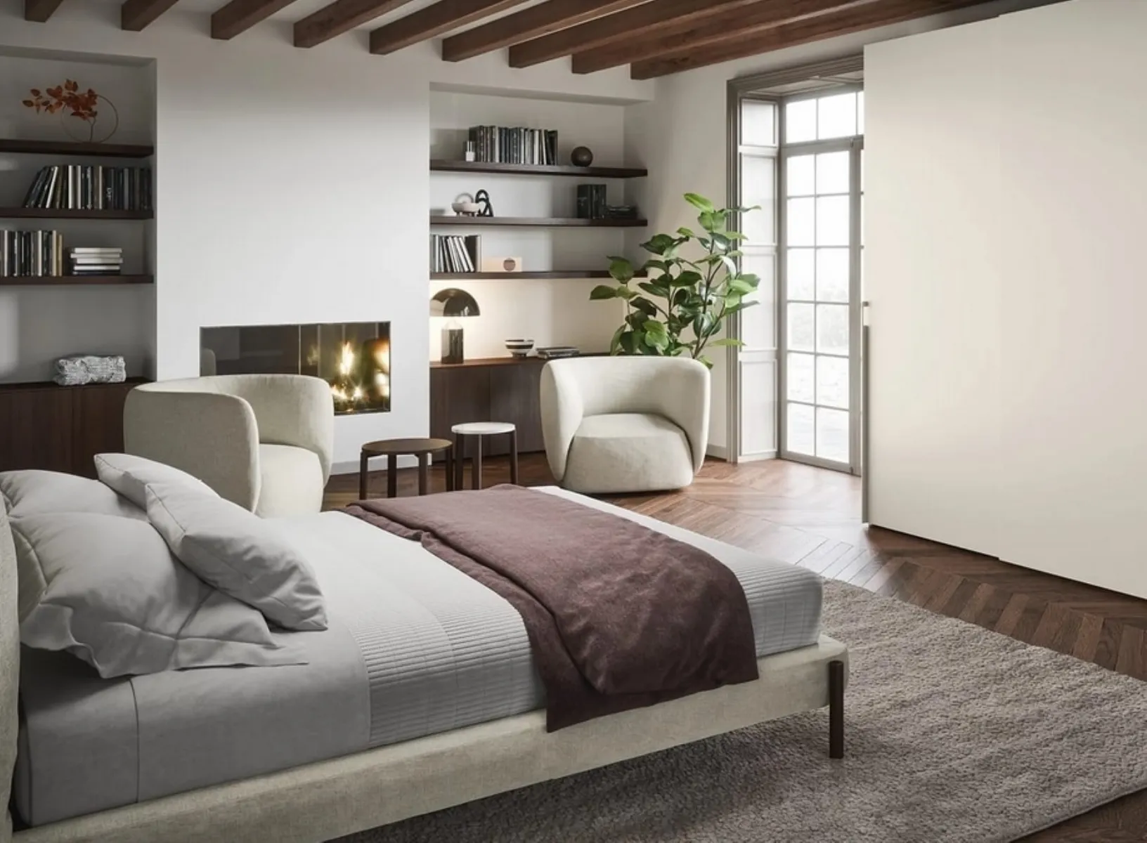 Poltroncina Blossom in tessuto imbottito dalle linee curve di Novamobili