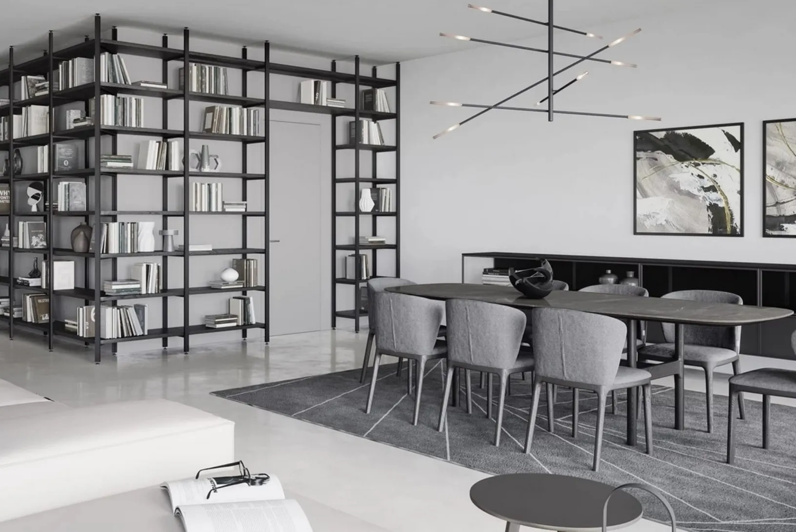 Tavolo Torii con top in marmo Grigio e base in legno di Novamobili