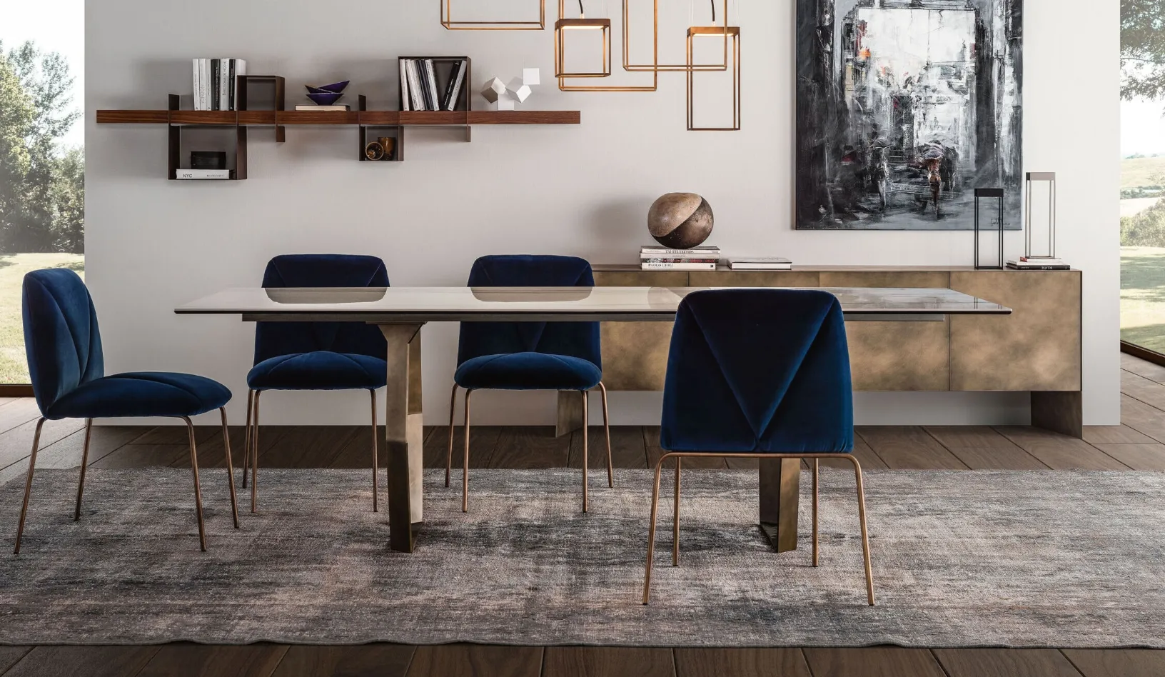Tavolo Mexa con top in ceramica e base in metallo di Ronda Design