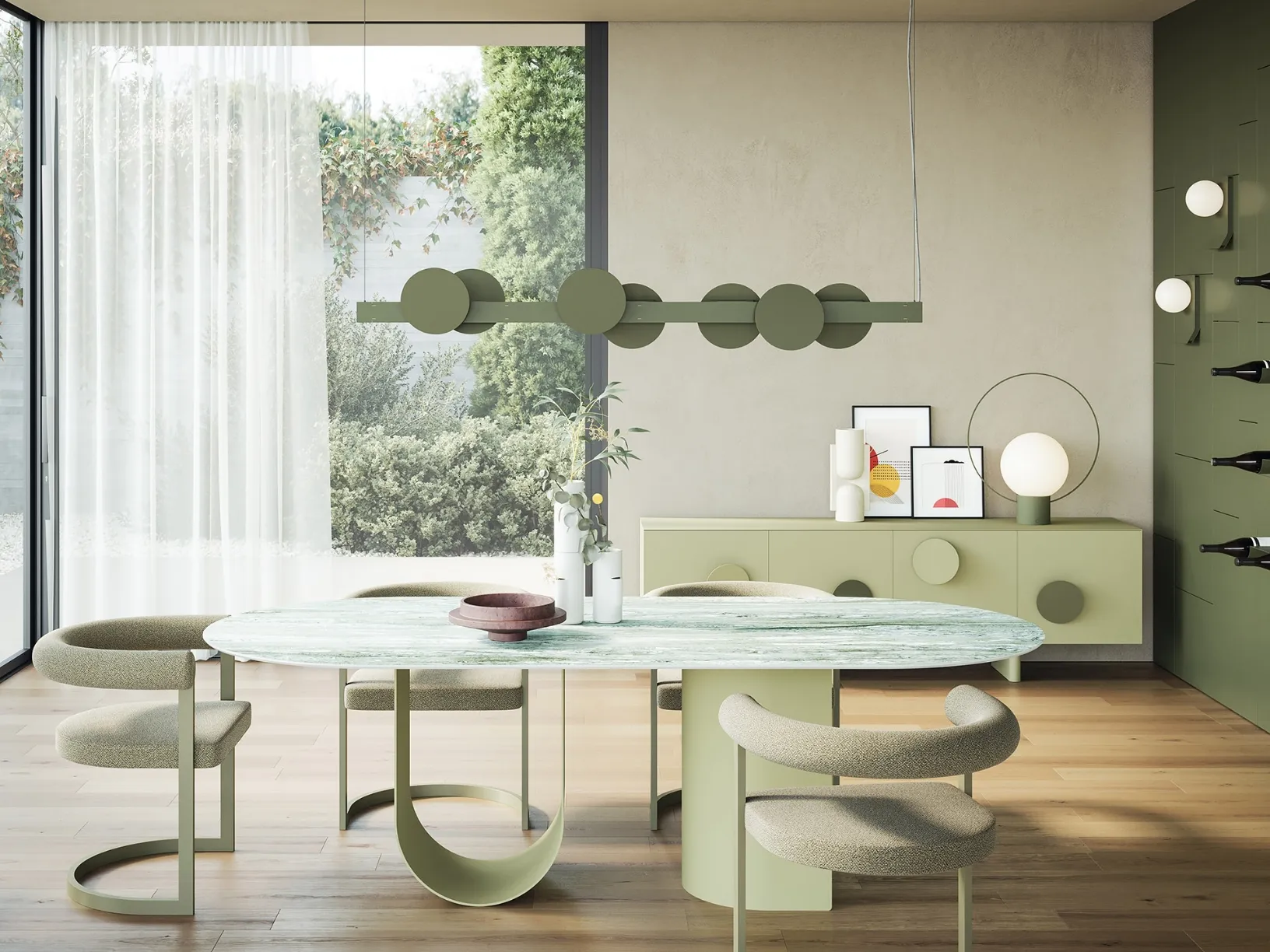 Tavolo ovale Roshi con top in ceramica e base in metallo di Ronda Design